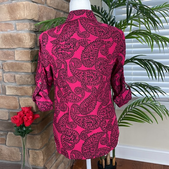 MICHAEL KORS ~ Floral Paisley-Print Zip-Up Top ~ Azalea ~ NWT! - Picture 7 of 13